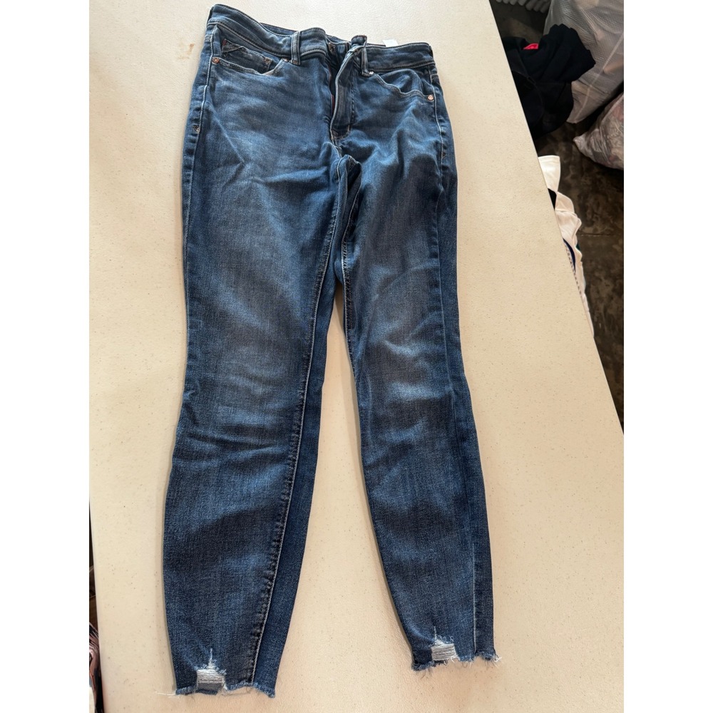 Maurices Womens High Rise Skinny Jeans Medium Wash Raw Hem Size 10 Reg